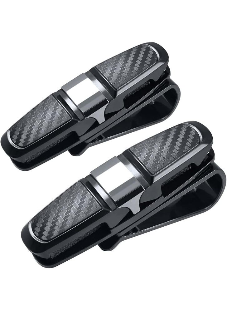 2 Pack Glasses Holders for Car Sun Visor, Glasses Holder Clip with Rhinestones Crystal Fashion Biling Sunglass Eyeglass Mount Hanger (Silver) - Image 1